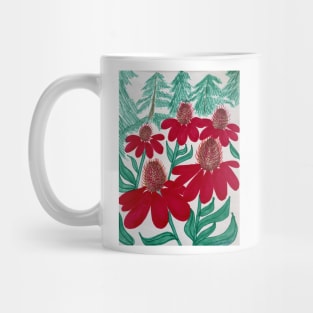 Red Spikey Flowers Mug